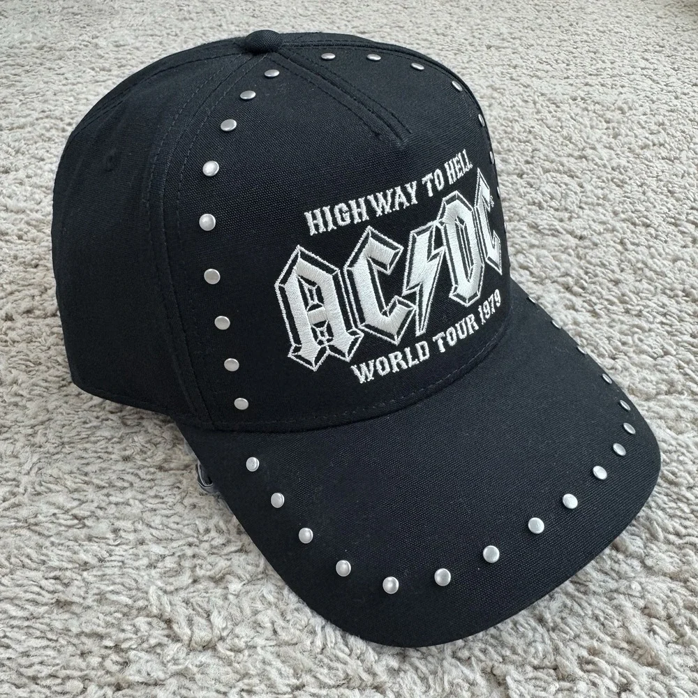 AC/DC Baseball Hat Cap Studded Black Highway To Hell World Tour 1979‎ UO x NWT